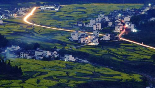 Aerial view of houses in city