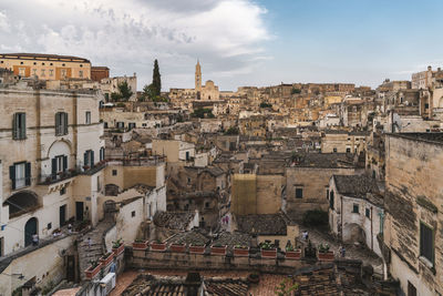 High angle view of buildings in city