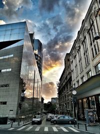 Low angle view of street against sky