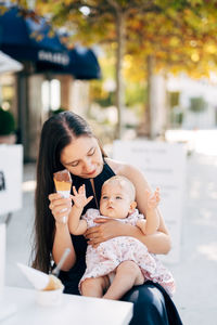 Portrait of mother and daughter