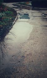 Reflection of puddle on water