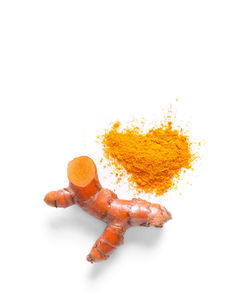 High angle view of orange on white background