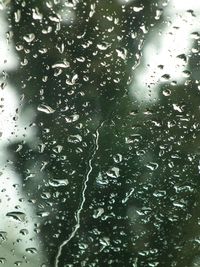 Close-up of water drops on glass