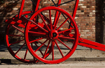 Close-up of red wheel