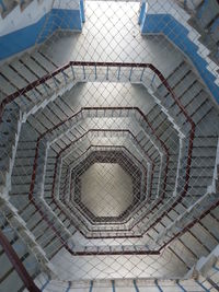 High angle view of spiral staircase in building