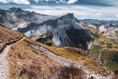 Scenic view of rocky mountains against sky