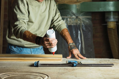 Man working on table