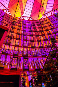 Low angle view of illuminated ceiling in building