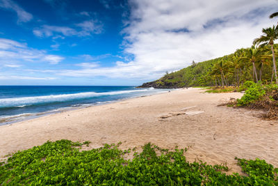 Scenic view of beach against sky