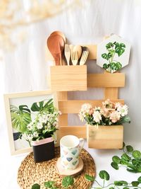 Close-up of potted plants on table