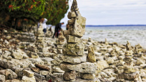 Stack of rocks on shore