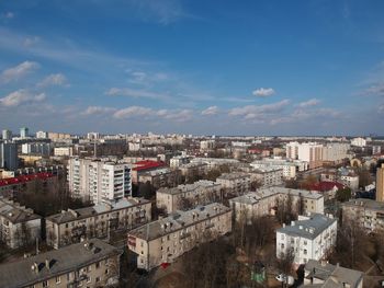 High angle shot of townscape against sky