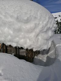 Scenic view of snow covered landscape against sky