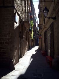 Narrow alley along buildings