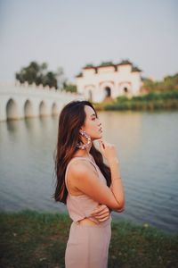 Woman standing in water