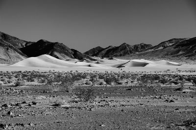 Scenic view of desert against clear sky