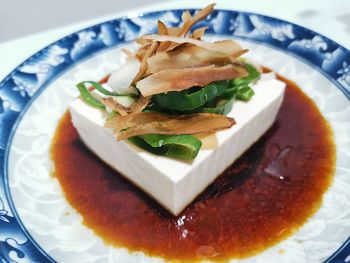 High angle view of meal served in plate