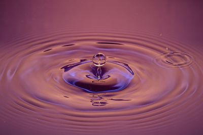 Close-up of drop falling in water
