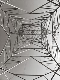 Low angle view of electricity pylon against sky