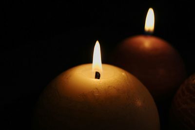 Close-up of illuminated candle