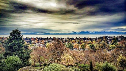 Scenic view of landscape against cloudy sky