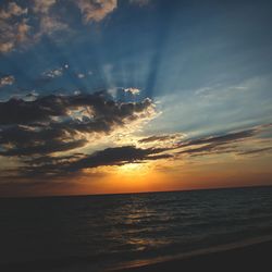 Scenic view of calm sea at sunset