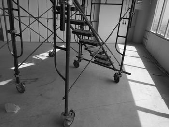 Low angle view of metal structure on floor