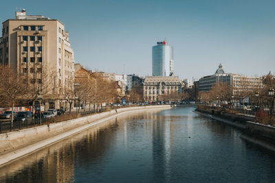 River by city against clear sky