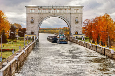 Bridge over river against sky