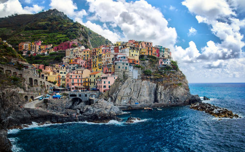 Scenic view of sea against cloudy sky