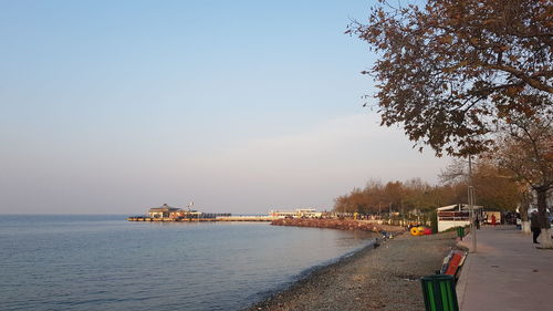 Scenic view of sea against clear sky