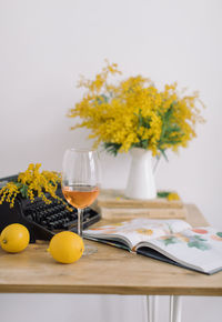 Yellow flowers on table