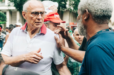 Group of people against blurred background