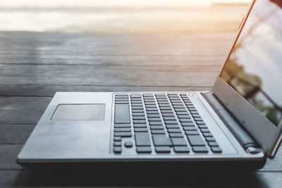 Close-up of laptop on table