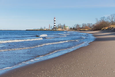 Scenic view of sea against clear sky