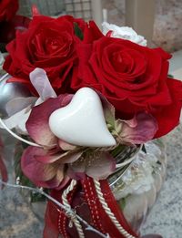 Close-up of red rose bouquet