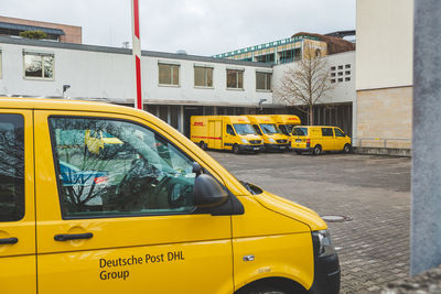 Yellow car on street