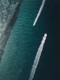 High angle view of ship in sea