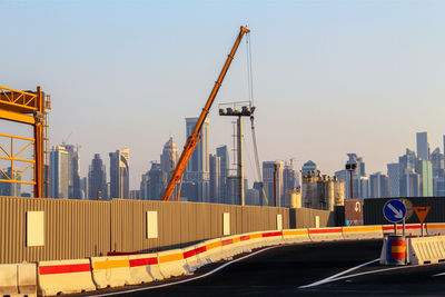 View of modern buildings against clear sky