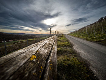 Surface level of empty road along landscape