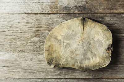 High angle view of wood on table