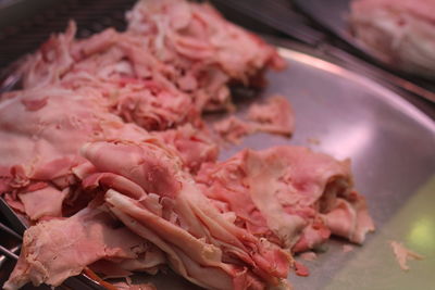 High angle view of meat at hakaniemi market hall