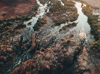 Aerial view of river on land