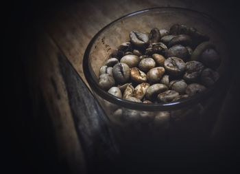 High angle view of coffee beans
