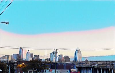 City buildings against sky during sunset