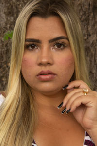 Close-up portrait of a beautiful young woman