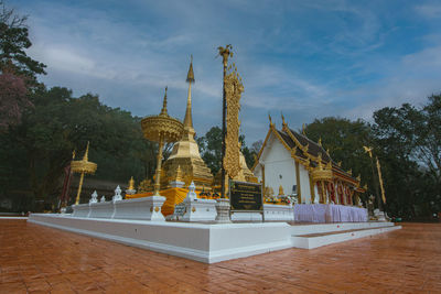 Low angle view of temple against sky