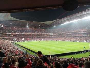 View of stadium at night