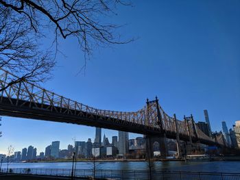 Low angle view of suspension bridge