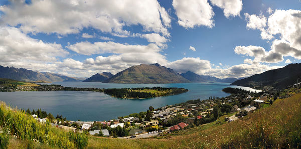 Panoramic view of landscape against cloudy sky